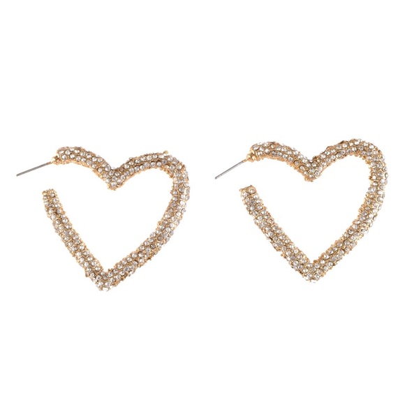 ZAXIE By Stefanie Taylor Heart Hoop Earrings Pave Crystals Sparkle NWT - Picture 4 of 11